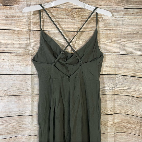 WHO I AM cowl neck relaxed jumpsuit crisscross back olive green Size 10 - Picture 10 of 14